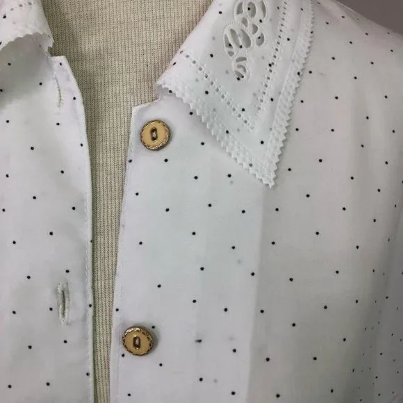 Sam Hua Korean Large polka dot lace collared blouse - Picture 4 of 8